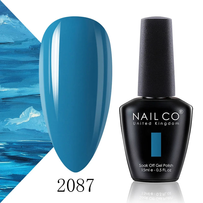 NAILCO 15ml Color Gel Nail Polish Soak Off, Hybrid Varnishes Manicure, UV&LED Nail Gel Semi Permanent Lacquer Base Top Coat.
