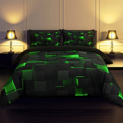 Blue and Black Bedding Duvet Cover Set, Geometric Set for Kids Comforter Cover Set