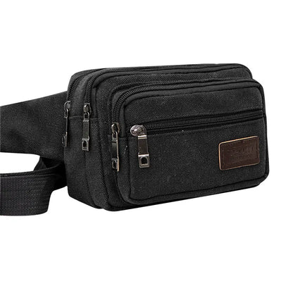 New 4-Zipper Pocket Men Waist Bag  Durable Hiking Belt.