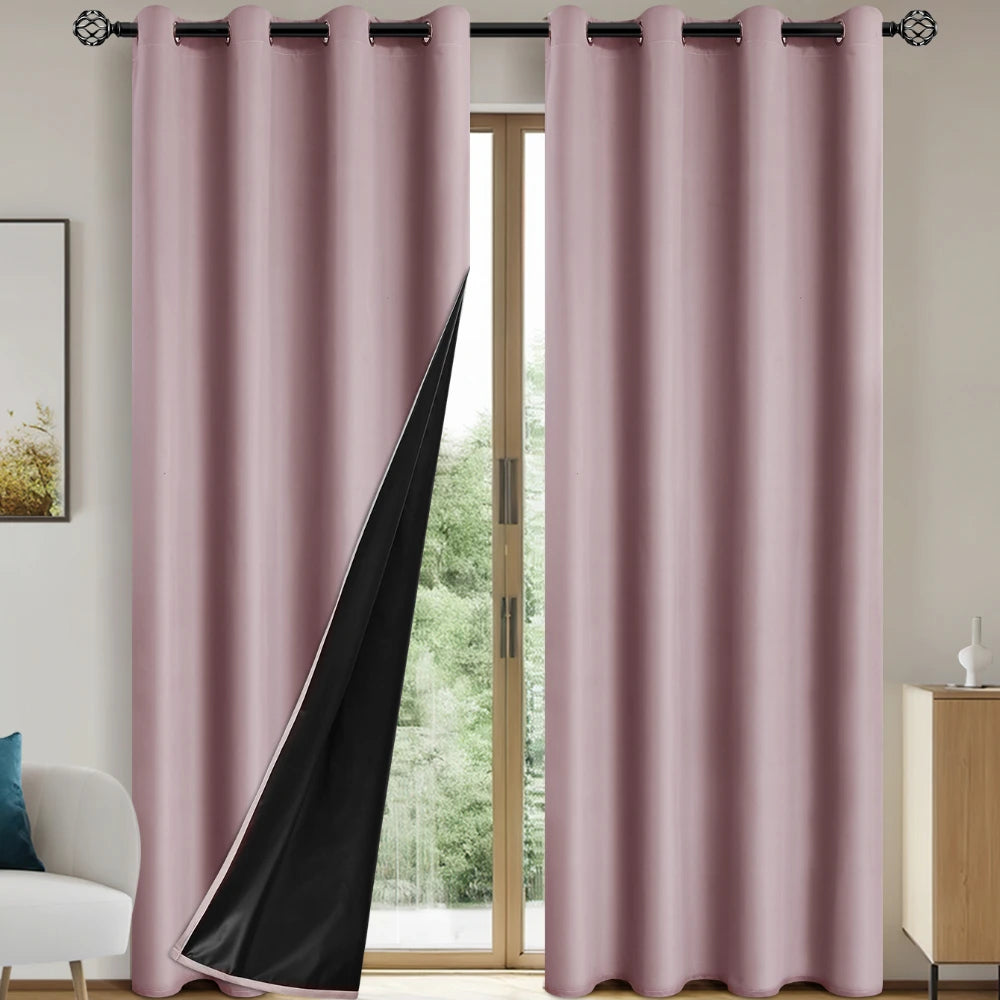 1panel Solid 100% Blackout Curtains with Grommets, Total Privacy Drapes for Bedroom, Living Room, Home Decor.