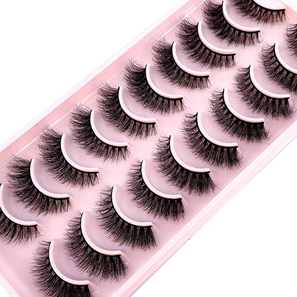 10 Pairs Faux Mink Eyelashes Handmade  Natural  Simulation  3D Curly Eyelashes