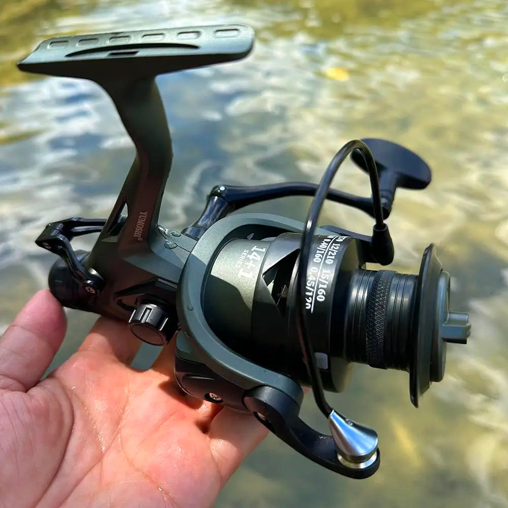 Dual Brake Spinning Reel Lightweight Front Rear Brakes, Aluminum Alloy Spool ,All Waters Fishing.