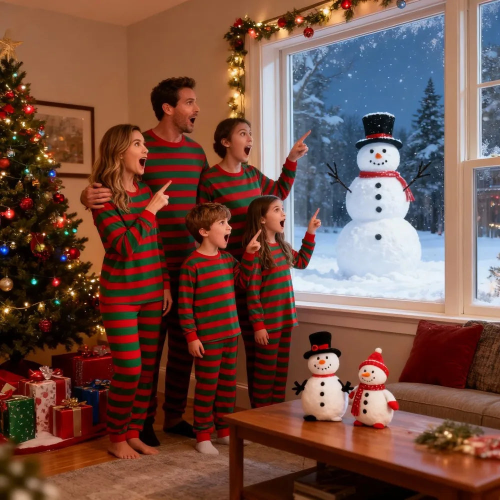 New Striped Family Matching Christmas Pajamas, Mother, Kids, Dad