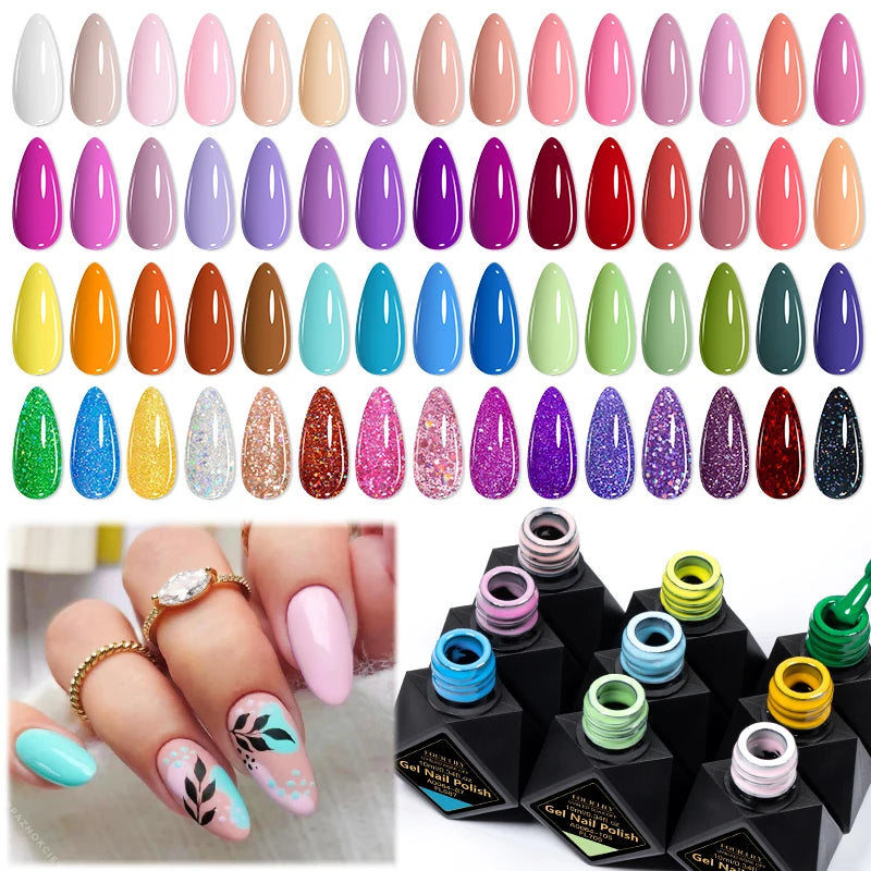 10pcs 10ml Gel Nail Polish Set, HEMA TPO Free, Red ,Coffee Brown, Semi Permanent Soak Off ,UV Gel Varnish For Winter Nail Supplies.