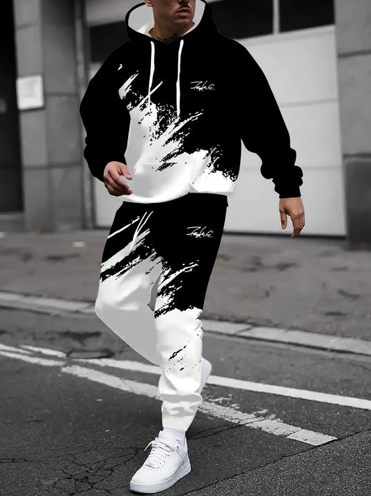 2025 Spring and Autumn, New Men hoodie set casual roller skating, 3D printed street men wear.