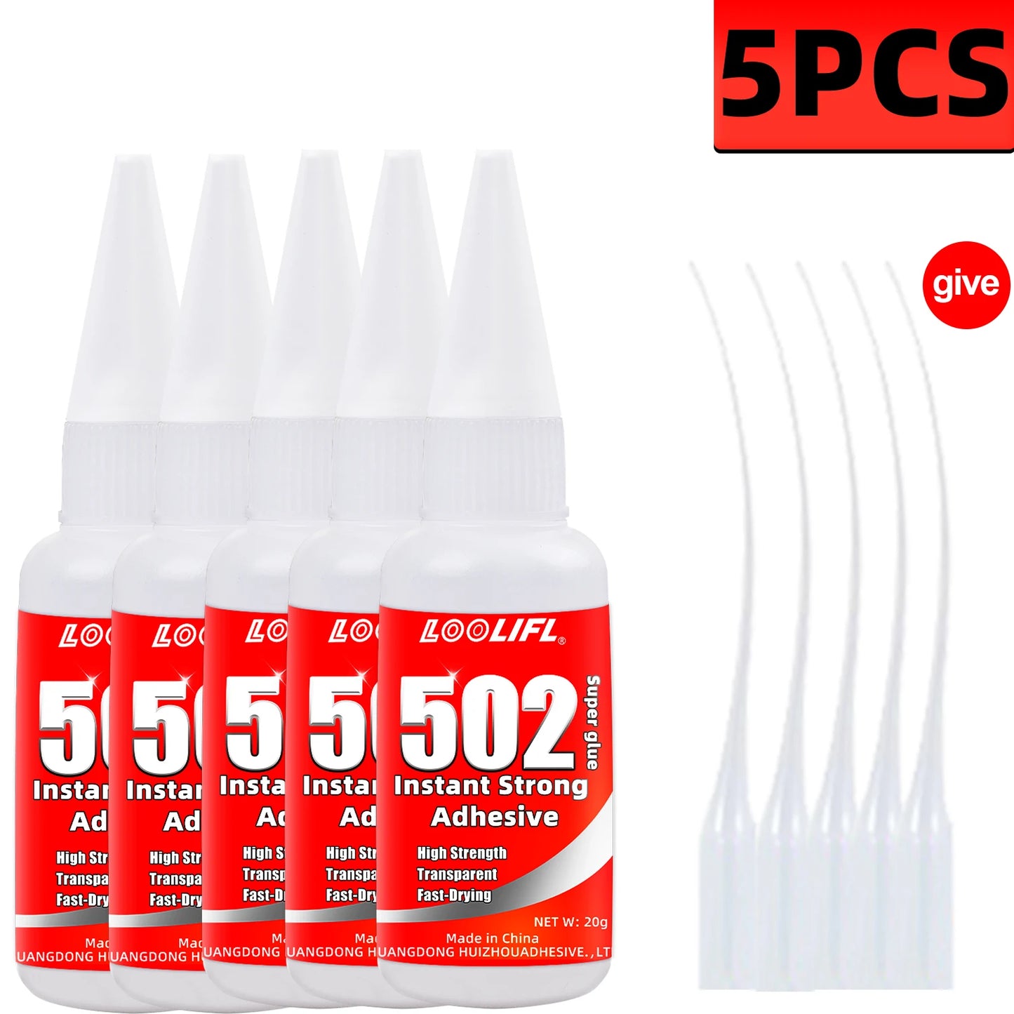 Hot Sell1-5pcs 502 Super Glue Instant Quick-drying  Adhesive, Leather, Rubber, Wood, Metal, Strong Bond Liquid Glue.