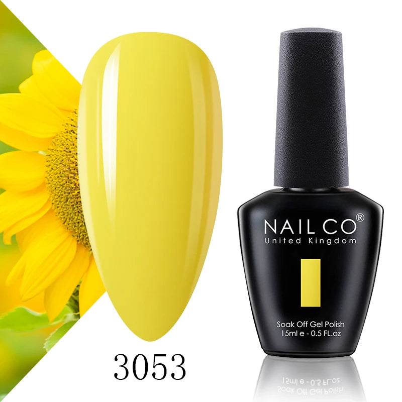 NAILCO 15ml Color Gel Nail Polish Soak Off, Hybrid Varnishes Manicure, UV&LED Nail Gel Semi Permanent Lacquer Base Top Coat.