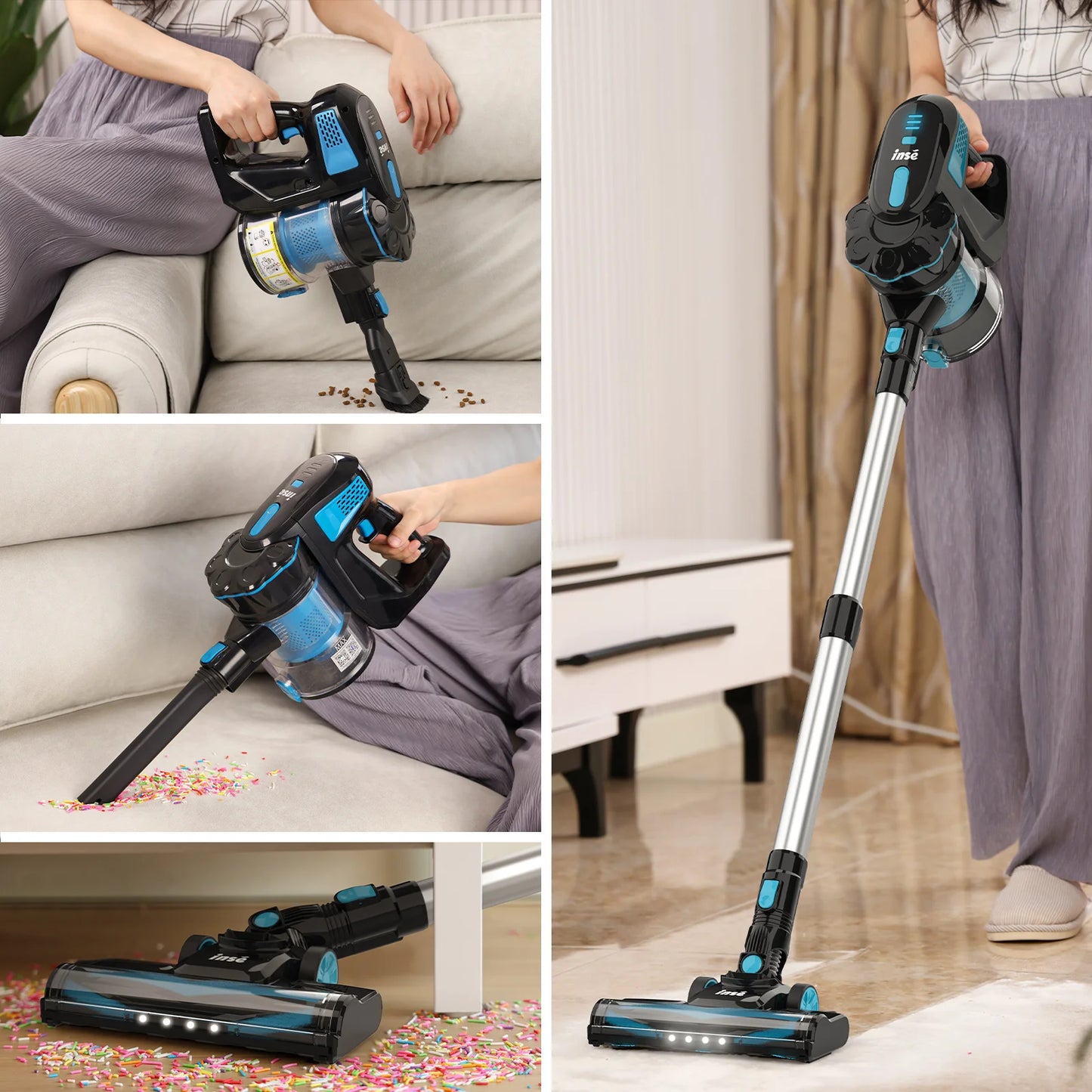 Cordless Vacuum Cleaner, 20KP Stick Vacuum up to 40min Runtime, 6-in-1 Cordless Vacuum for Household Cleaning.