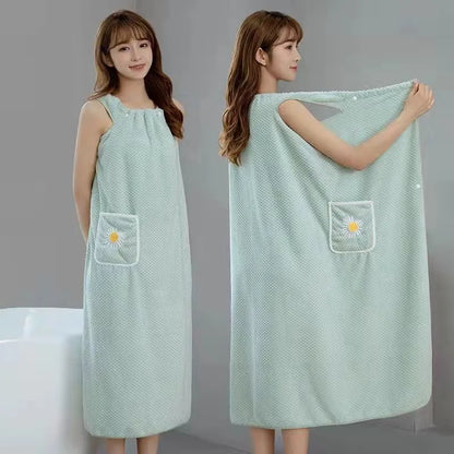 Bath Towel  Women Wearable Wrap Polyester Skirt Washable Bathrobe.