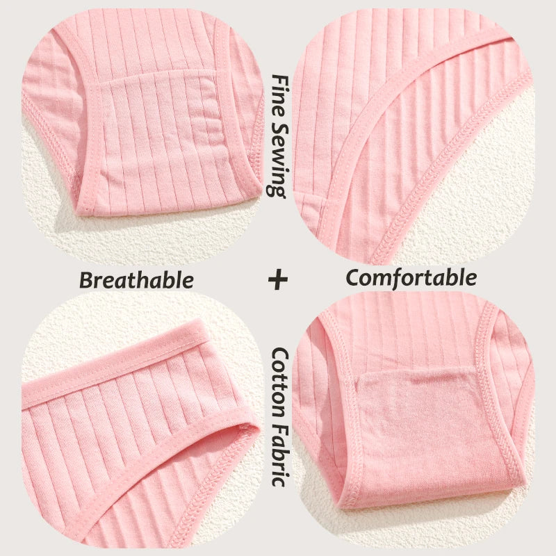 7PCS Women Seamless Cotton Panties, Ladies Low Rise Stripe Underwear Elastic Comfortable Cotton Briefs.