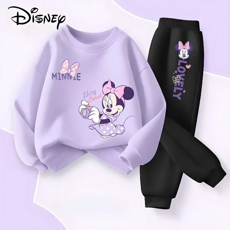 Long Sleeve Children's Clothing Sets, Spring New Disney Girls' Pullover, Long Pant Two Piece Suit.