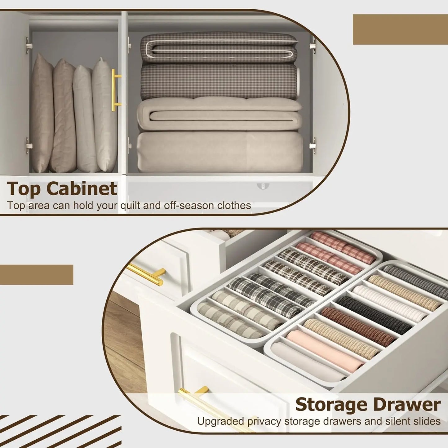 Large Armoire Wardrobe Closet Cabinet with Drawers and LED Lights, Large Capacity Storage 3 Door Wardrobe Armoire.
