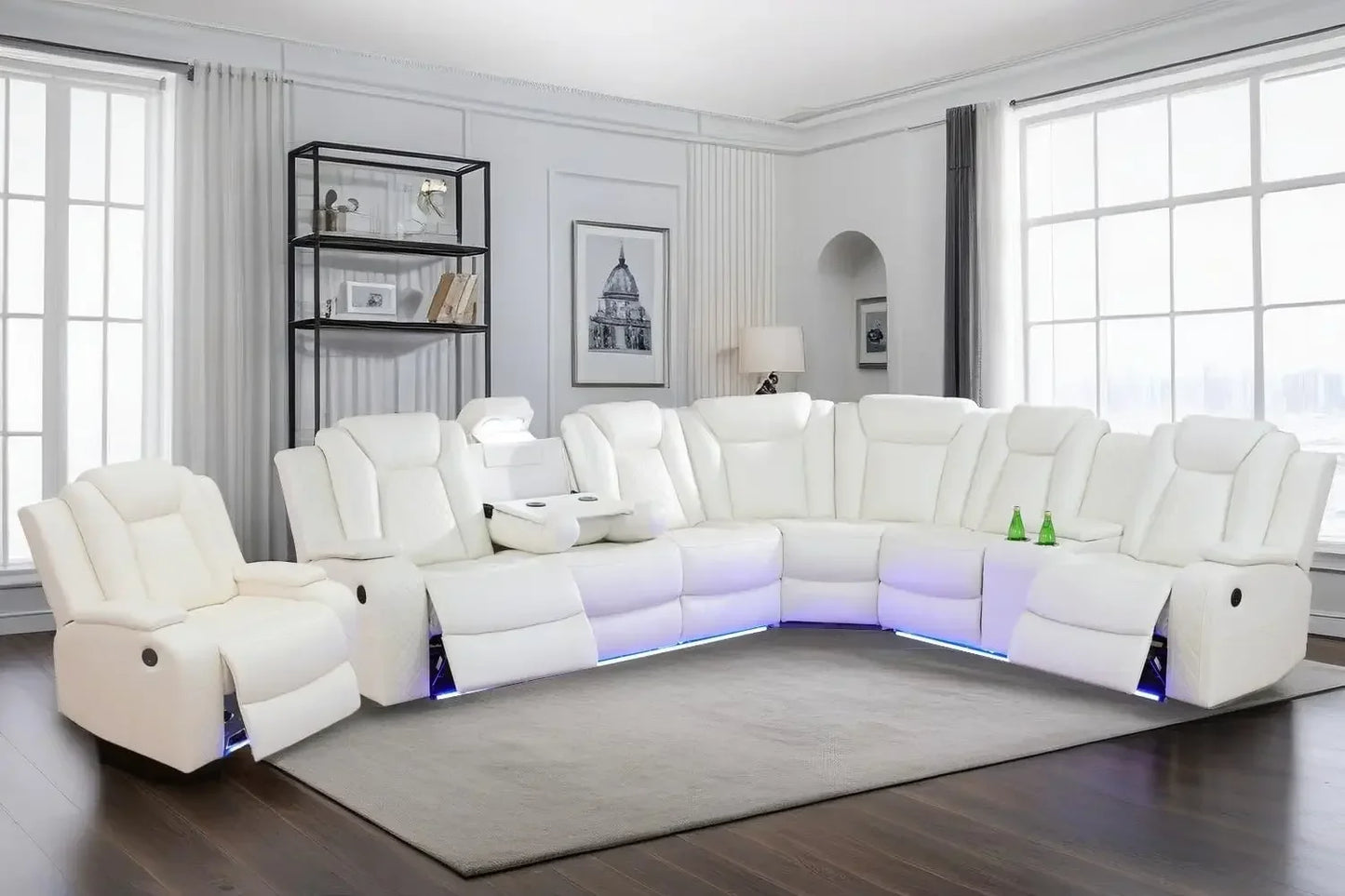 Living Room Furniture Reclining Sectional Sofa, Living Room Power Recliner Adjustable Sofa, Loveseat Chair with Storage.