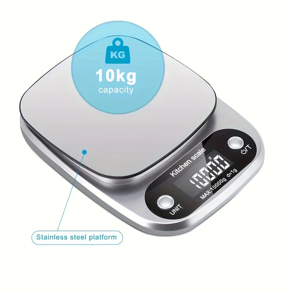 10kg/0.1g Precision Kitchen Scale for Baking, One-Touch Tare, LCD Display. Perfect for Cooking & Food Weighing.