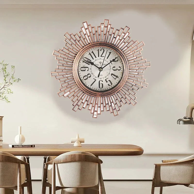 Rustic Retro Wall Clock, Quartz Battery Operated Non Ticking Mute no tick.