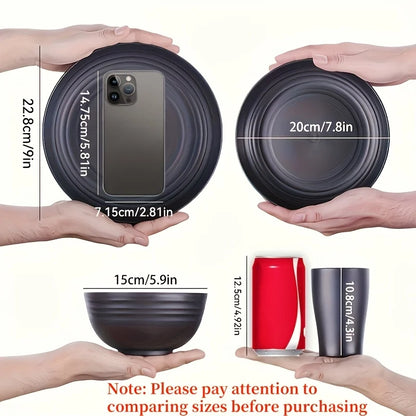 16-PC Unbreakable Plastic Dinnerware Set | Microwave & Dishwasher Safe, Plates Bowls Cups