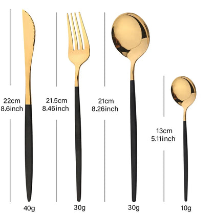 24pcs Dinnerware Set Stainless Steel  Polished, Dishwasher Safe, Knives Forks & Spoons