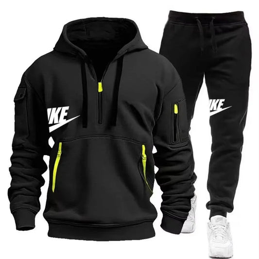New men autumn and winter suit zipper hoodie + trousers casual men sportswear.