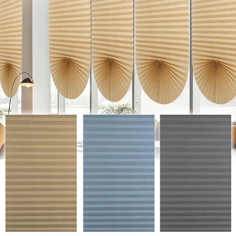 Self-adhesive Pleated Blinds, for Bathroom, Balcony Shades Half Blackout.