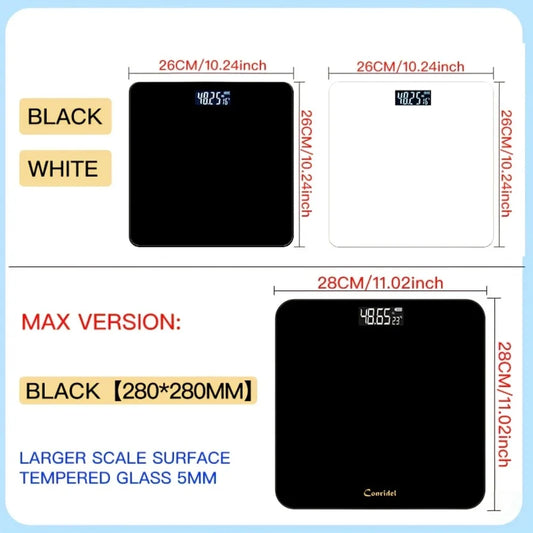 Báscula Electrónica Inteligente, Medición de Grasa Corporal de Alta Precisión, Pantalla LCD con Batería y Temperatura.