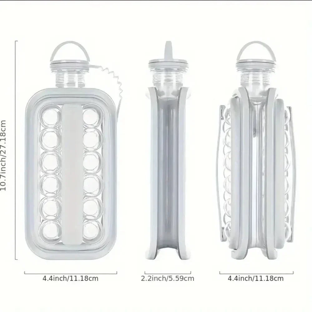 Portable 2-in-1 Folding Ice Maker Water Bottle, Creative Ice Cube Mold.