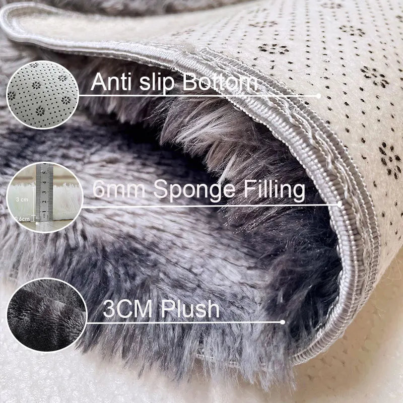 Tapis gris pour salon, tapis moelleux antidérapants pour chambre à coucher.