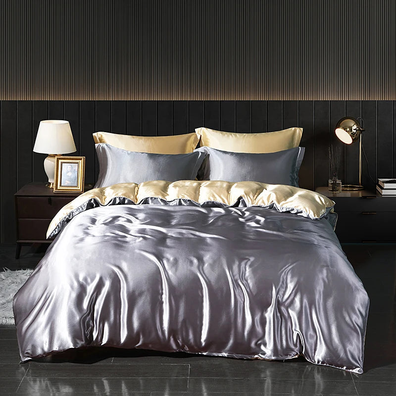 Luxury Satin  Bedding  With Fitted Sheet, Duvet Cover ,High End Bedding Sets