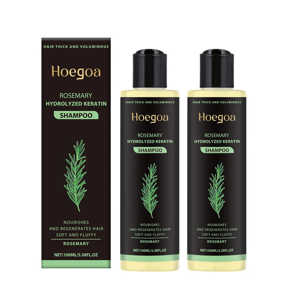 3pcs Rosemary Hair Growth Shampoo, Thickening Hydrolyzed Keratin Dry Frizzy, Damaged Repair Moisturizing Scalp Cleaning Shampoo.