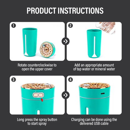 Car Air Humidifier USB Portable Remove Odors,  Color Lamp Air Purifier Auto Spray