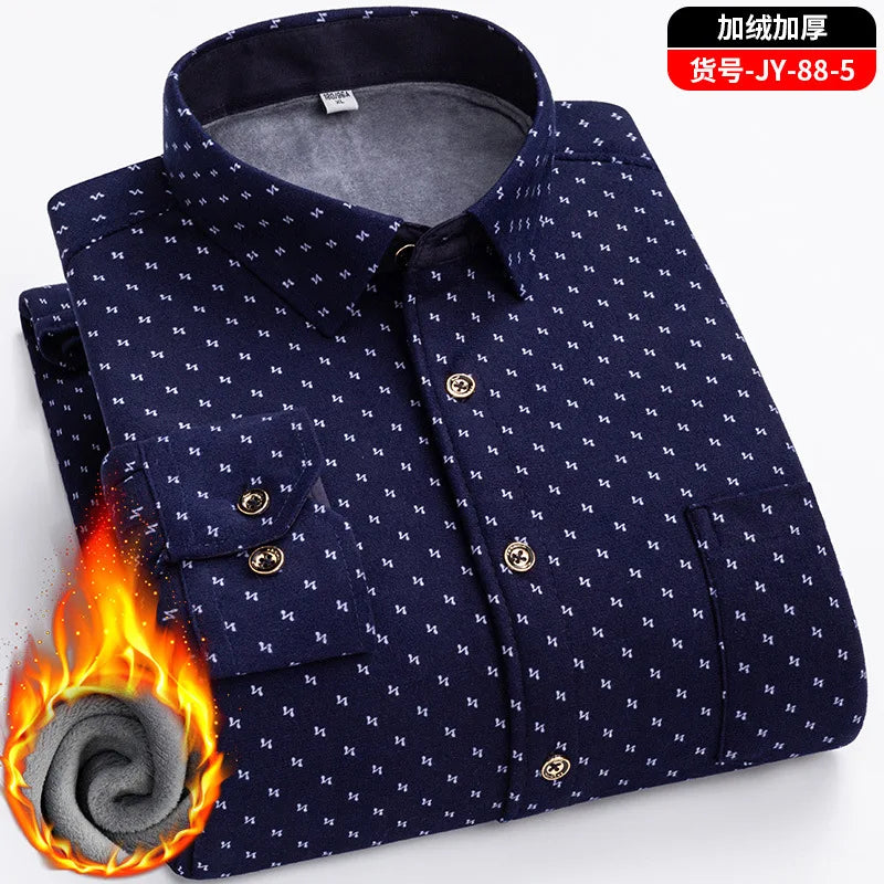 Men Travel, Casual ,Winter, Double-Sided Fleece, Warm Thickened Plaid Work Shirt.