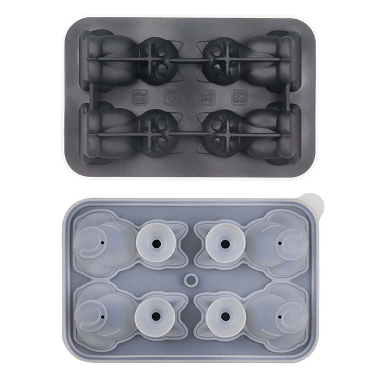 3D Cat Ice Cube Mold With Funnel Silicone, 4 Cavity Cat Ice Cube Trays For Whiskey, Wine, Cocktail.