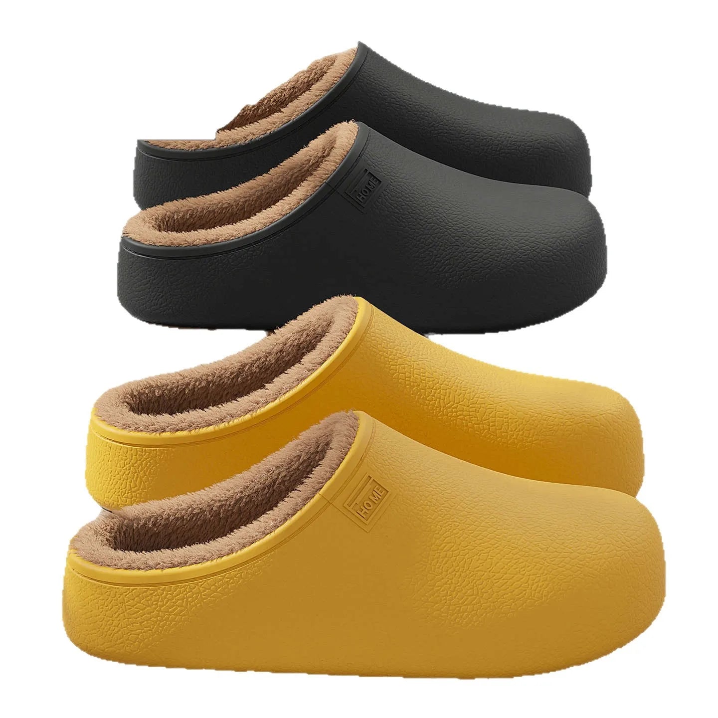 EAV waterproof slippers for autumn and winter, warm and non slip thick soled slippers.