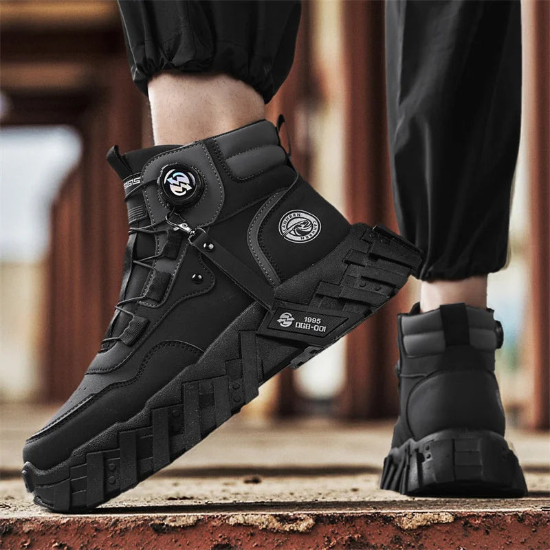 Men Combat Tactical Boots with Straps for Training Waterproof  Multifunctional  Outdoor Hiking Shoes