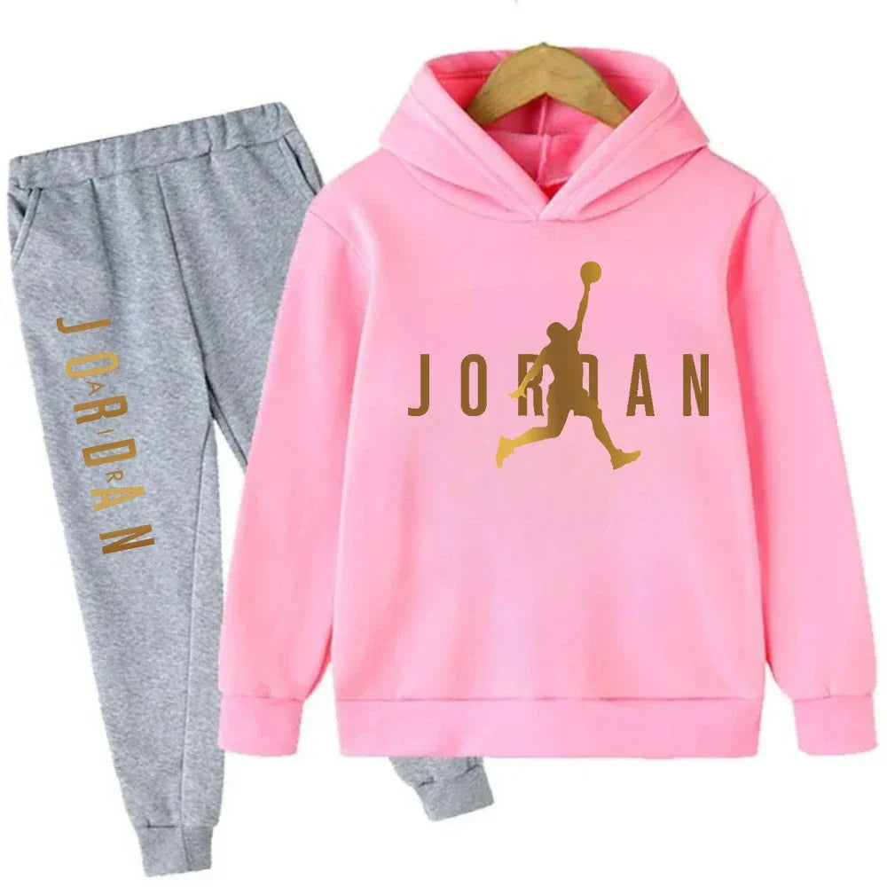Warm Slam Dunk Master Pattern Printed Children Set, Hoodie+Pant Suit 2pcs Set.