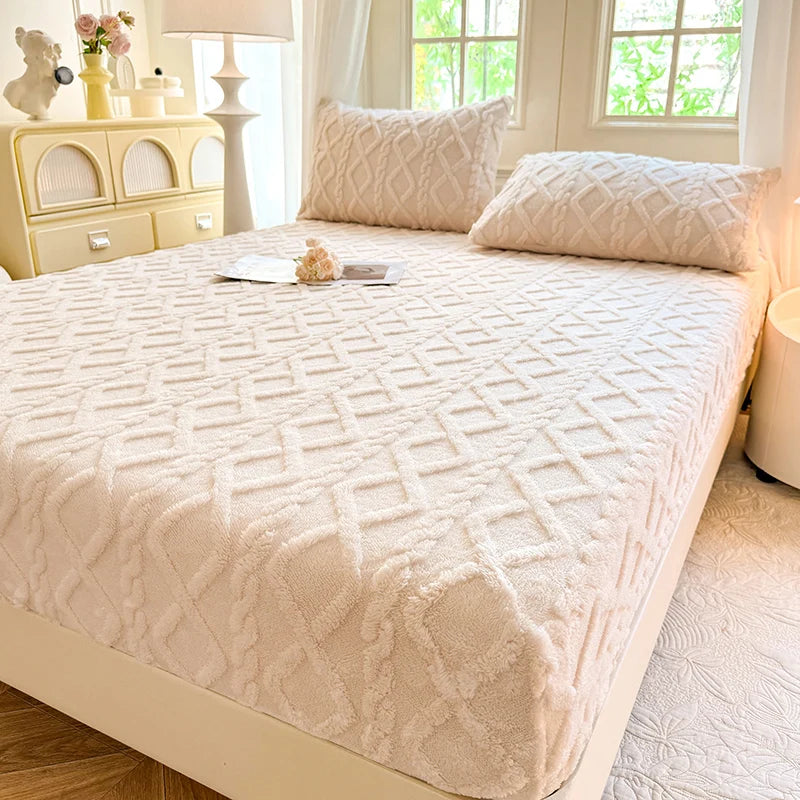 1pc Winter Warm Bed Sheet with Elastic Band Single/Queen/King Mattress Cover.