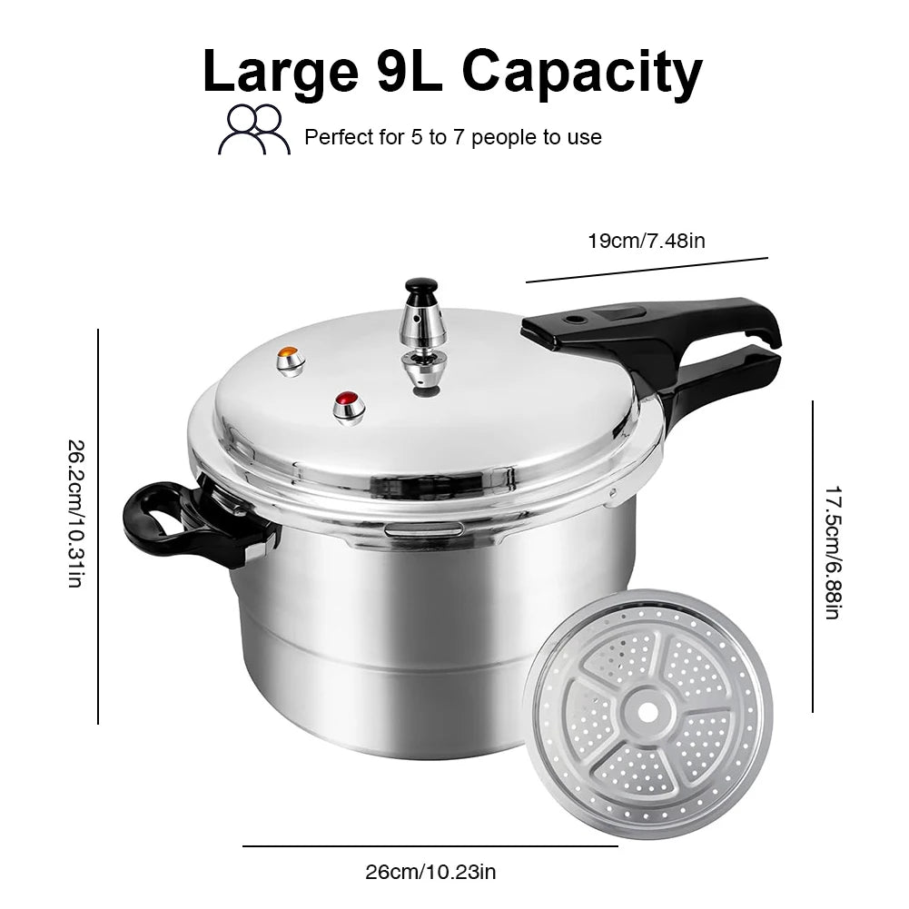 Aluminum Pressure Cooker with Steaming Plate, Aluminum Alloy Small Pressure Cooker for Gas & Induction Stove.