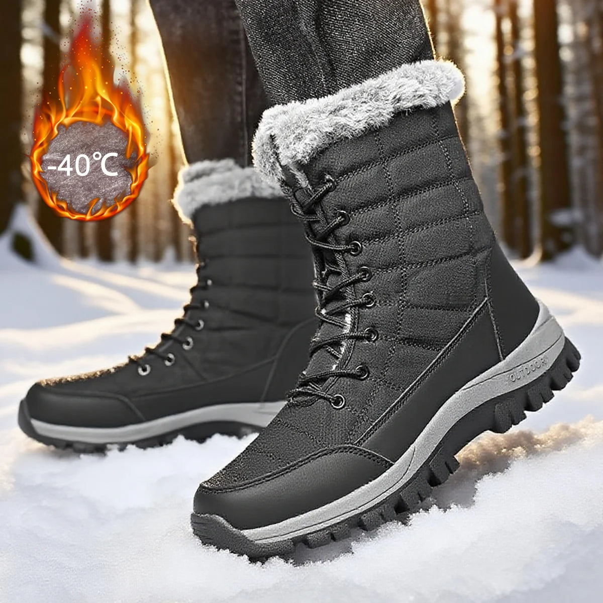 Winter Boots For Men Rubber Boots Keep Warm waterproof  Snow Boots