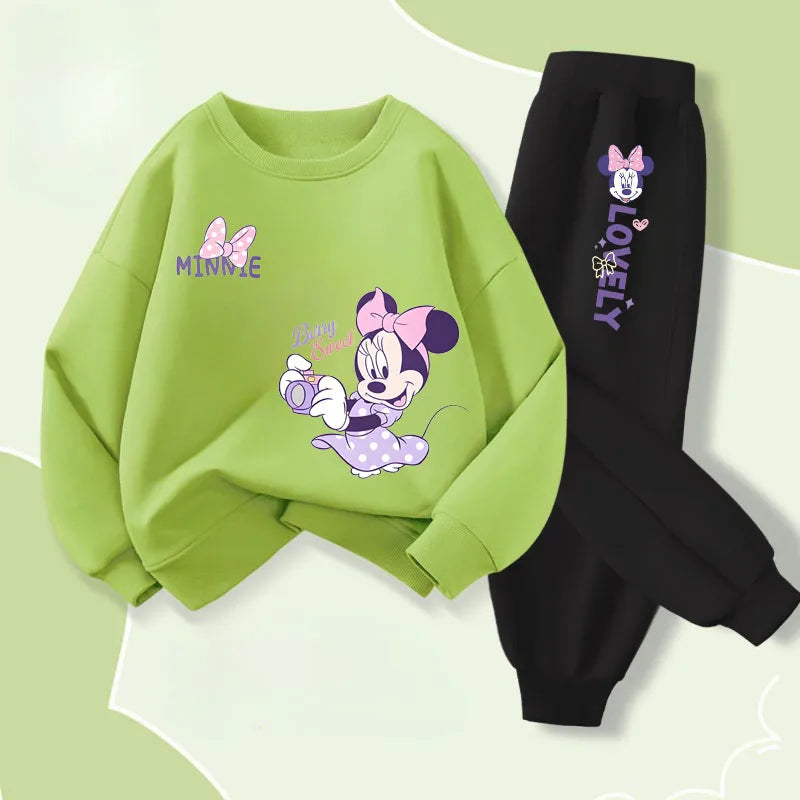 Long Sleeve Children's Clothing Sets, Spring New Disney Girls' Pullover, Long Pant Two Piece Suit.