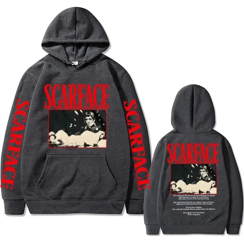 Vintage 90s Movie Scarface Tony Montana Hoodie Casual Pullover.