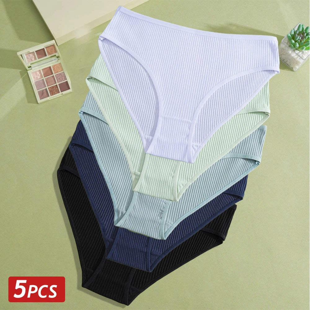 5PCS Women's Cotton Panties, Sexy Low Waist Briefs, Stretch Soft Underwear.