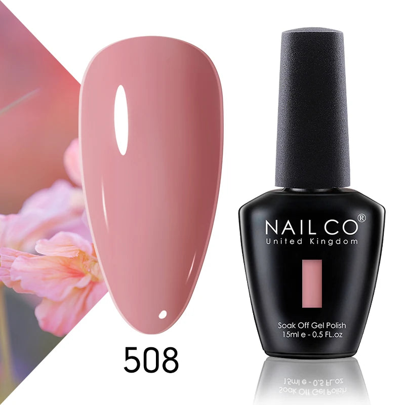 NAILCO 15ml Color Gel Nail Polish Soak Off, Hybrid Varnishes Manicure, UV&LED Nail Gel Semi Permanent Lacquer Base Top Coat.