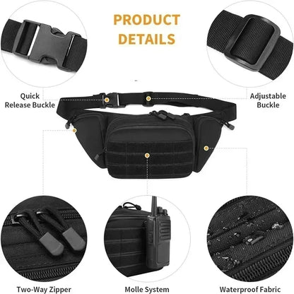 Men Nylon Shoulder Hiking Mobile Phone Bag. Multi-function Waist Pack High-capacity  Bag.