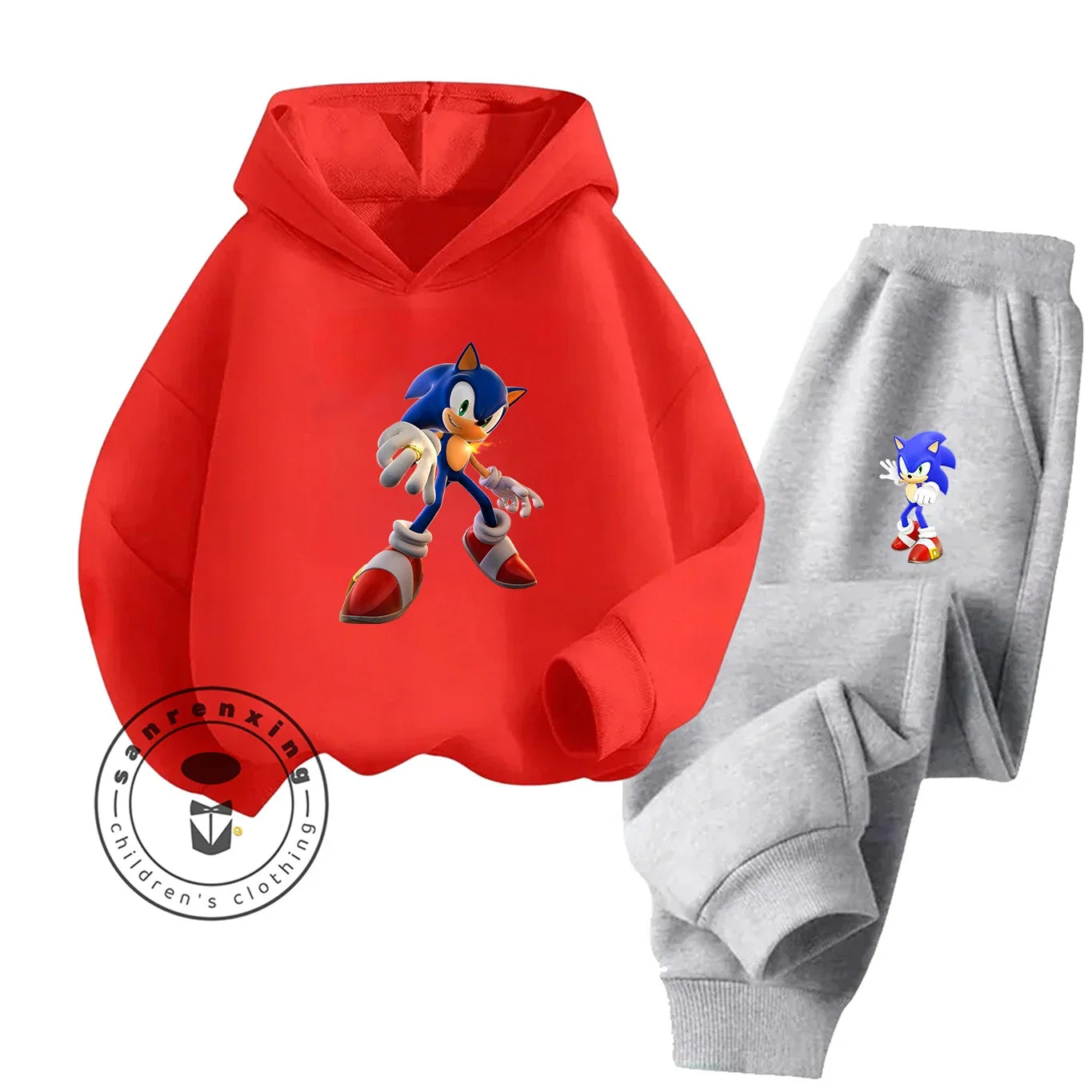 Sonic 2D Cartoon Printed Hoodie Set, 2025 Fashion For Kids, Teens, Boys, Girls Casual Autumn Winter wear.