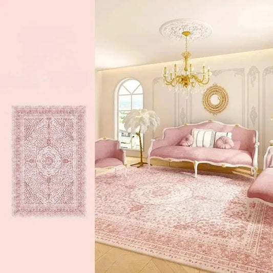 Pink Living Room Carpet Light Luxury High-end Persian, Bedroom Bedside Rug.