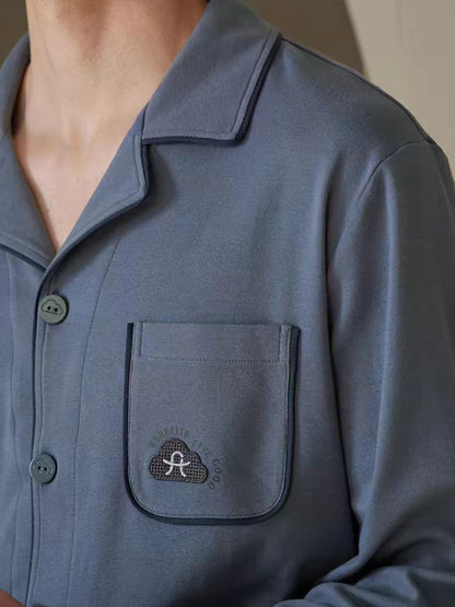 Pajamas Men's Long-Sleeved Spring and Autumn Men's Two-Piece Suit