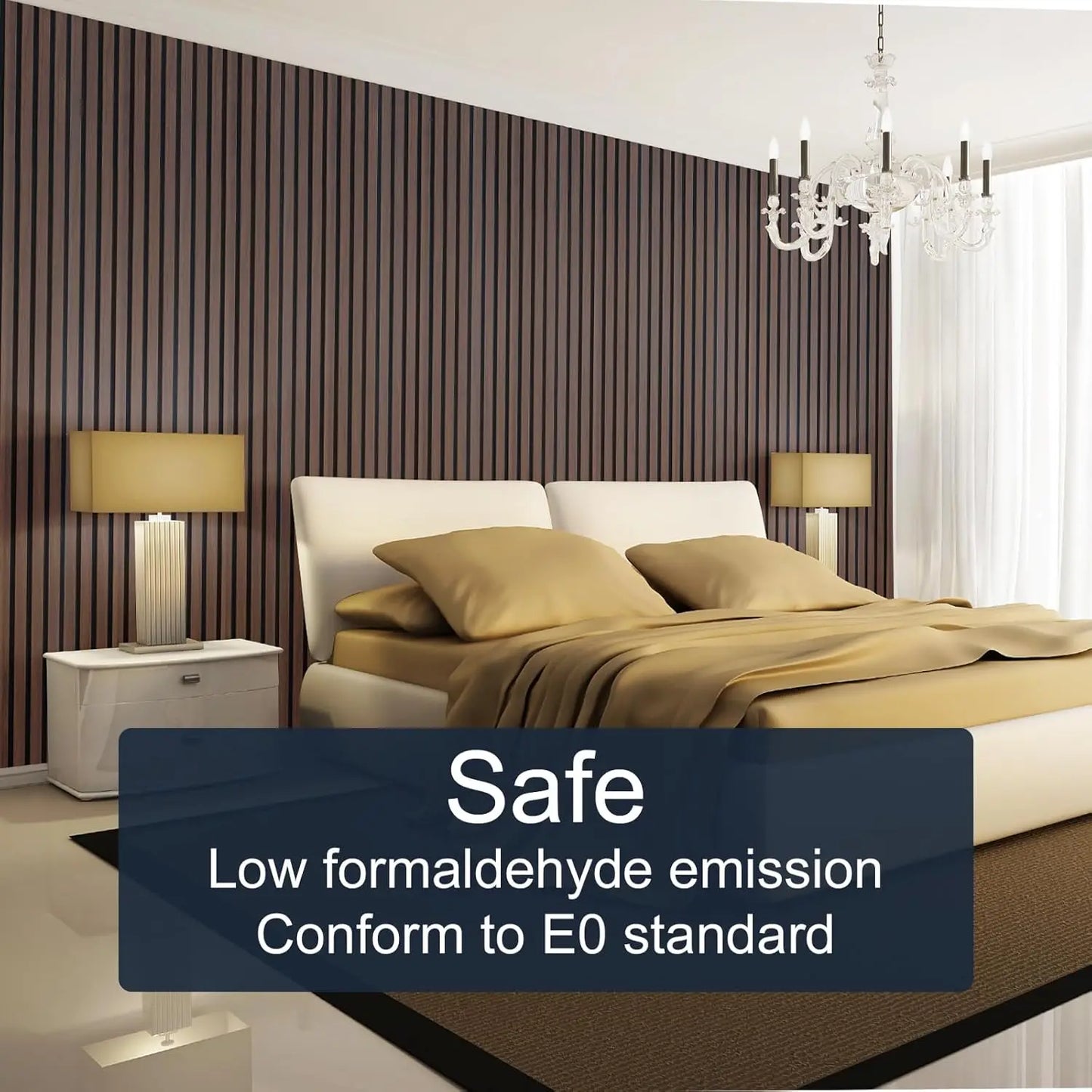 Panels for Wall, 4-Piece 96" x 12.6" Soundproof Wood Slat Panel ,for Interior Wall Decor. (Dark Walnut)