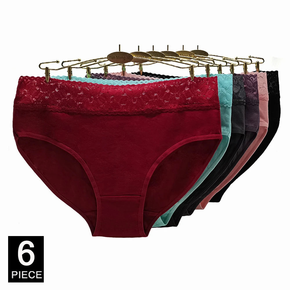 Cotton Panties Plus Size Underwear, Women Briefs, Woman Knickers, Lady Lingerie, Girl intimate High Waist Large Size 6 pcs/lot.