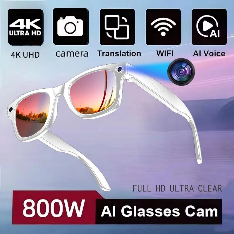 New 800W Camera AI Glasses, Color-Changing Smart Translation Glasses, Photo, Video Recording, Waterproof, Call Smart Sunglasses.