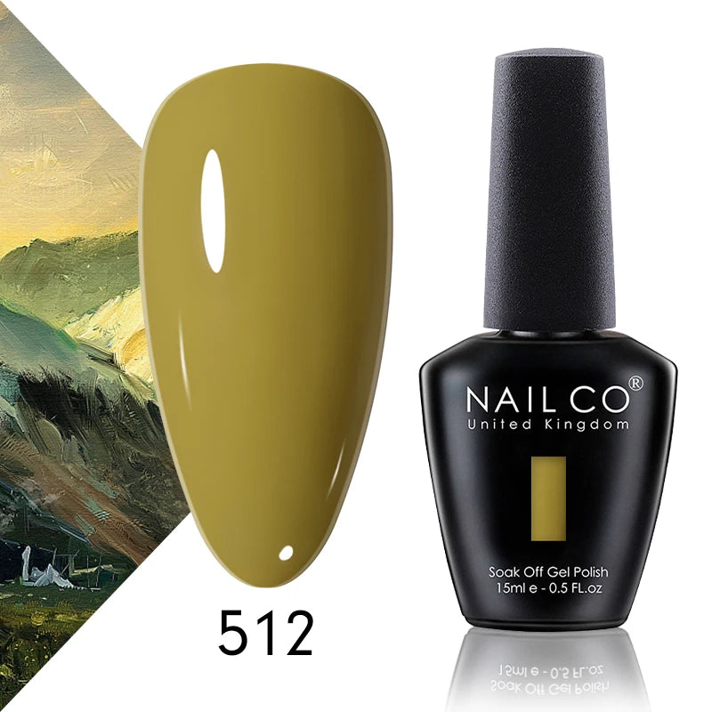 NAILCO 15ml Color Gel Nail Polish Soak Off, Hybrid Varnishes Manicure, UV&LED Nail Gel Semi Permanent Lacquer Base Top Coat.
