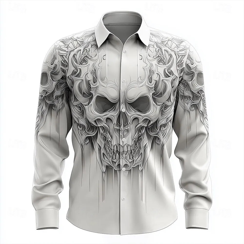 Hip Hop Skull Print Men Streetwear 2025 Long Sleeve Graphic.